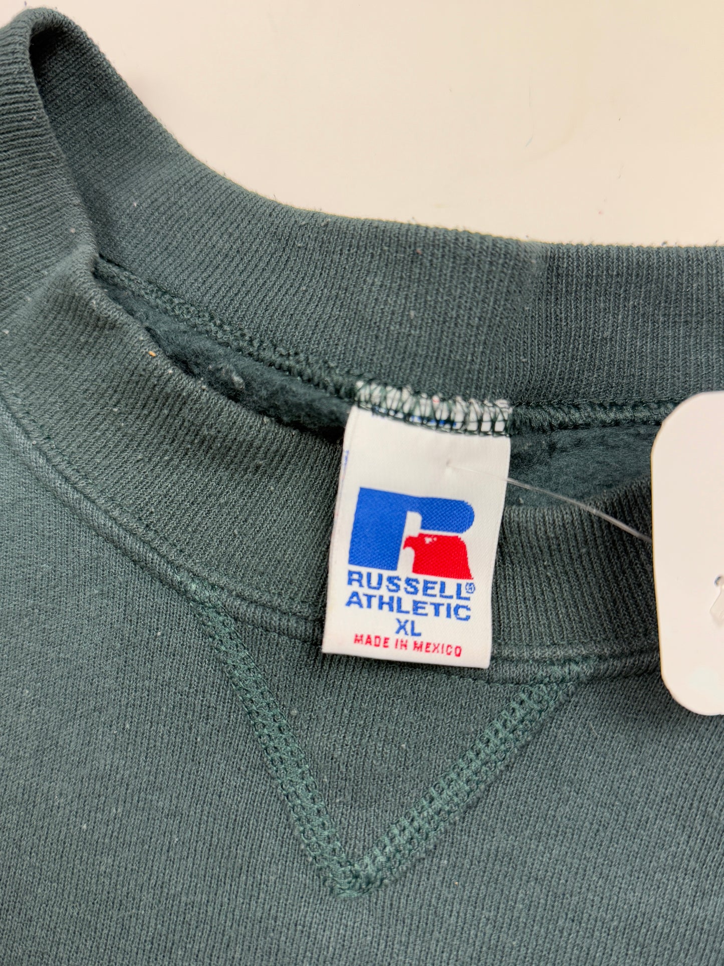 Vintage Russell Athletic Boxy Fit Blank Crewneck Sweatshirt Size XL Dark Blue Green