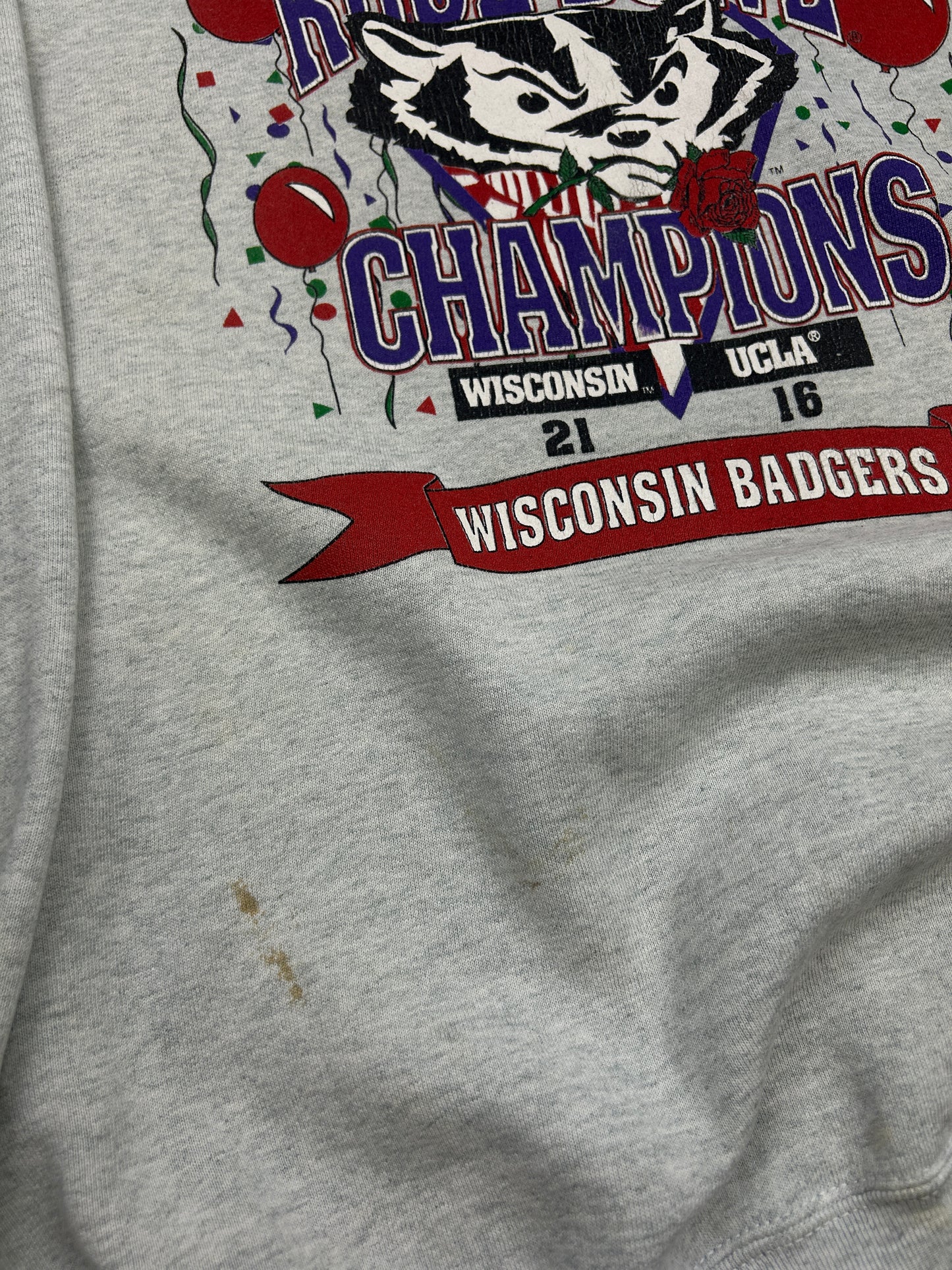 Vintage 1994 Wisconsin Badgers Rose Bowl Champs Football NCAA Sweatshirt Size XXL 90s