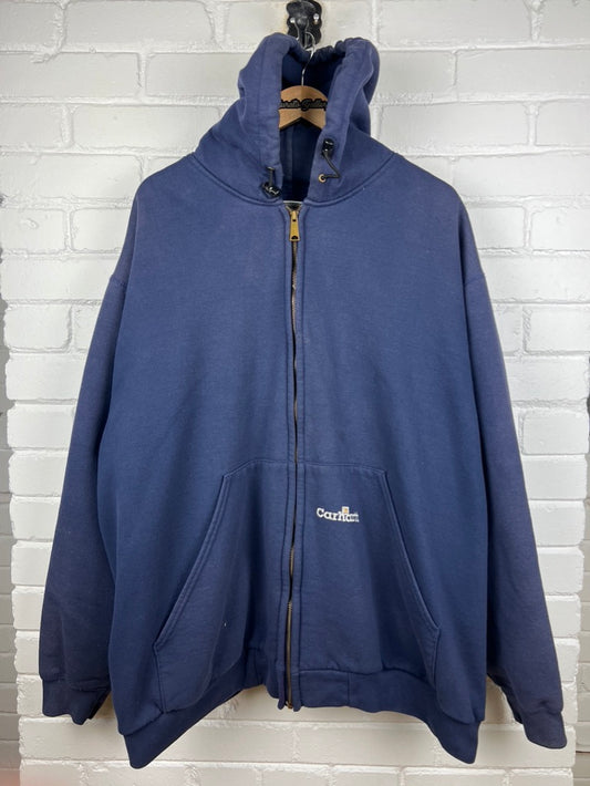 Vintage 90s Carharrt Thermal Lined Work Wear Hooded Sweatshirt Size XXXL