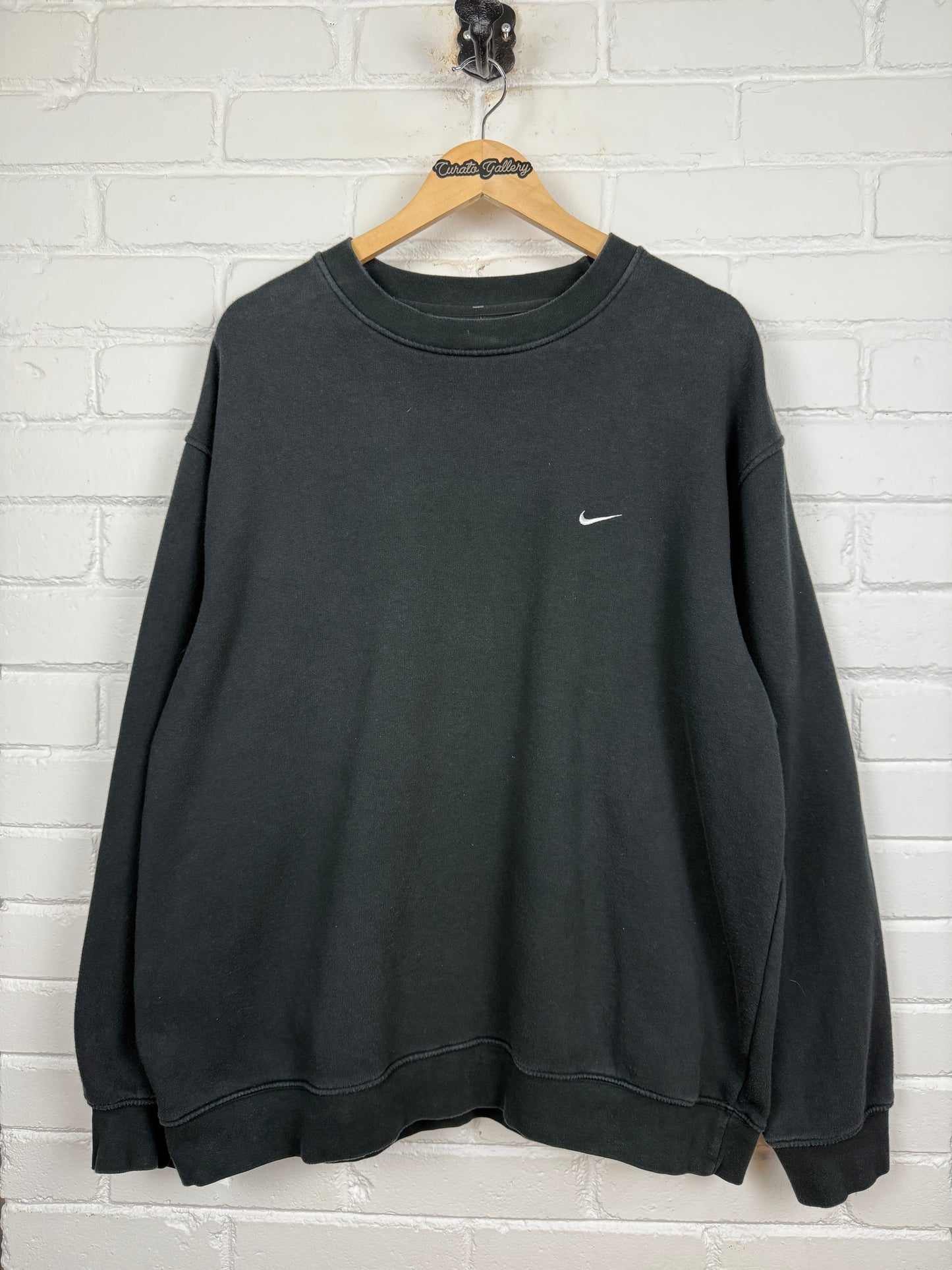 Vintage Y2K Nike Embroidered Mini Swoosh Crewneck Sweatshirt Size XXL Black