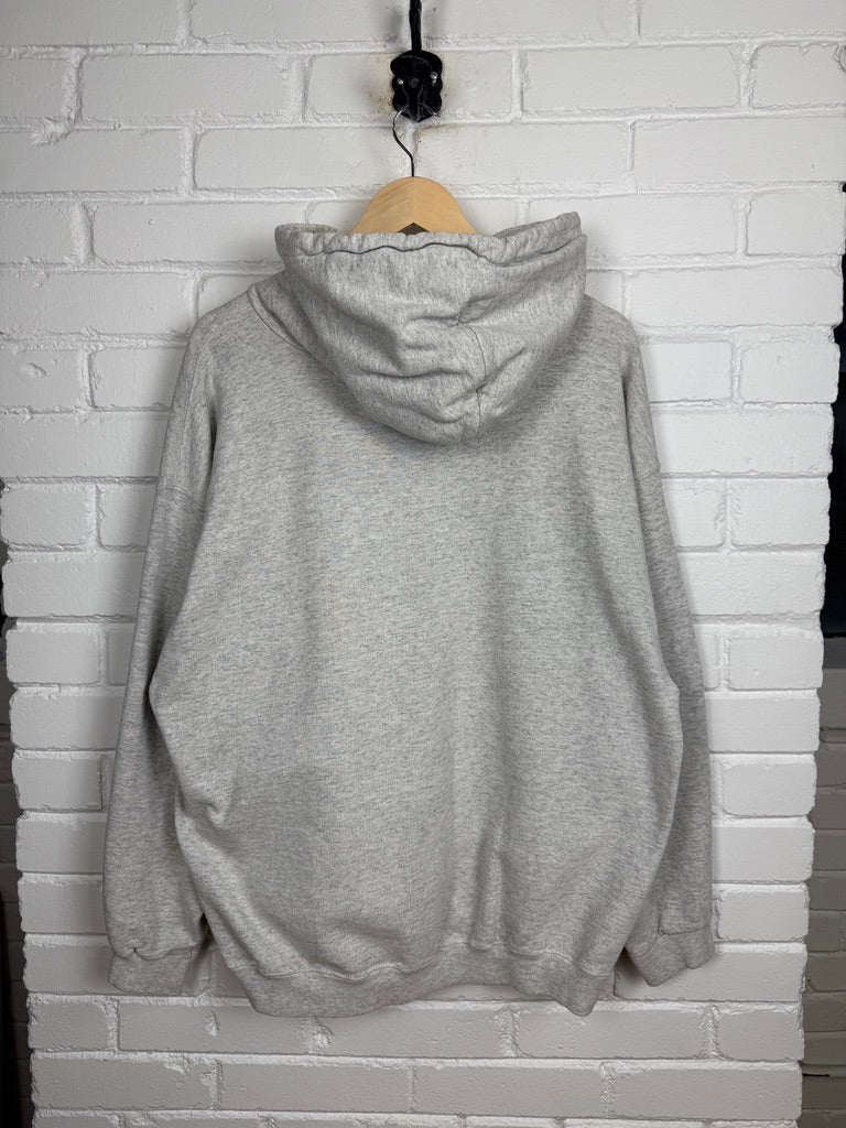 Vintage 90s Reebok Embroidered Spell Out Logo Hooded Sweatshirt Size L Heather Gray
