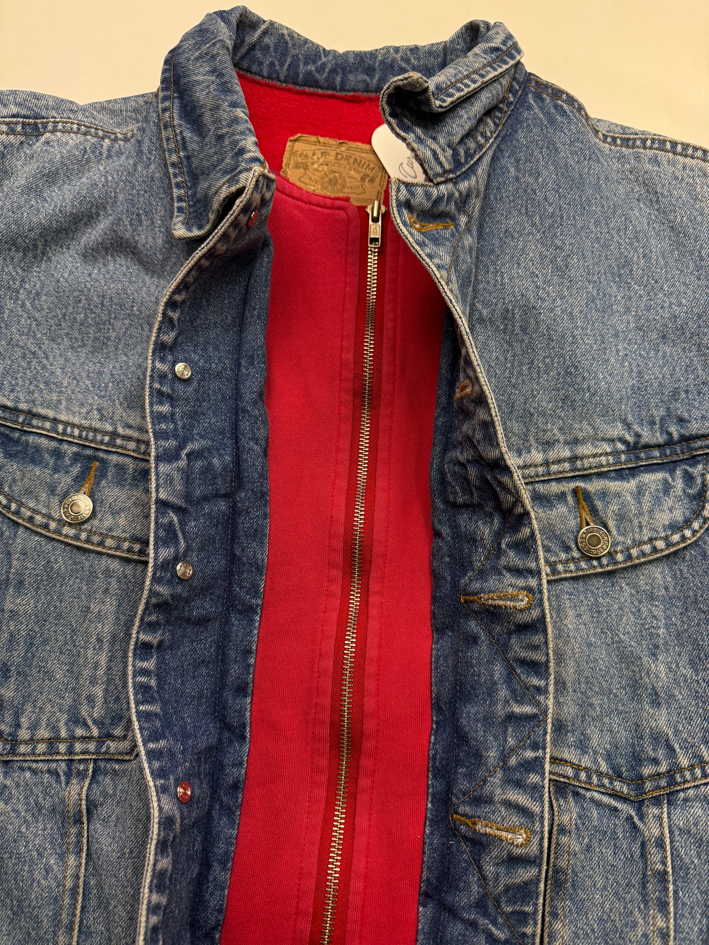 Vintage Gap Denim Lined Zip Up Hybrid Trucker Style Jacket Size L