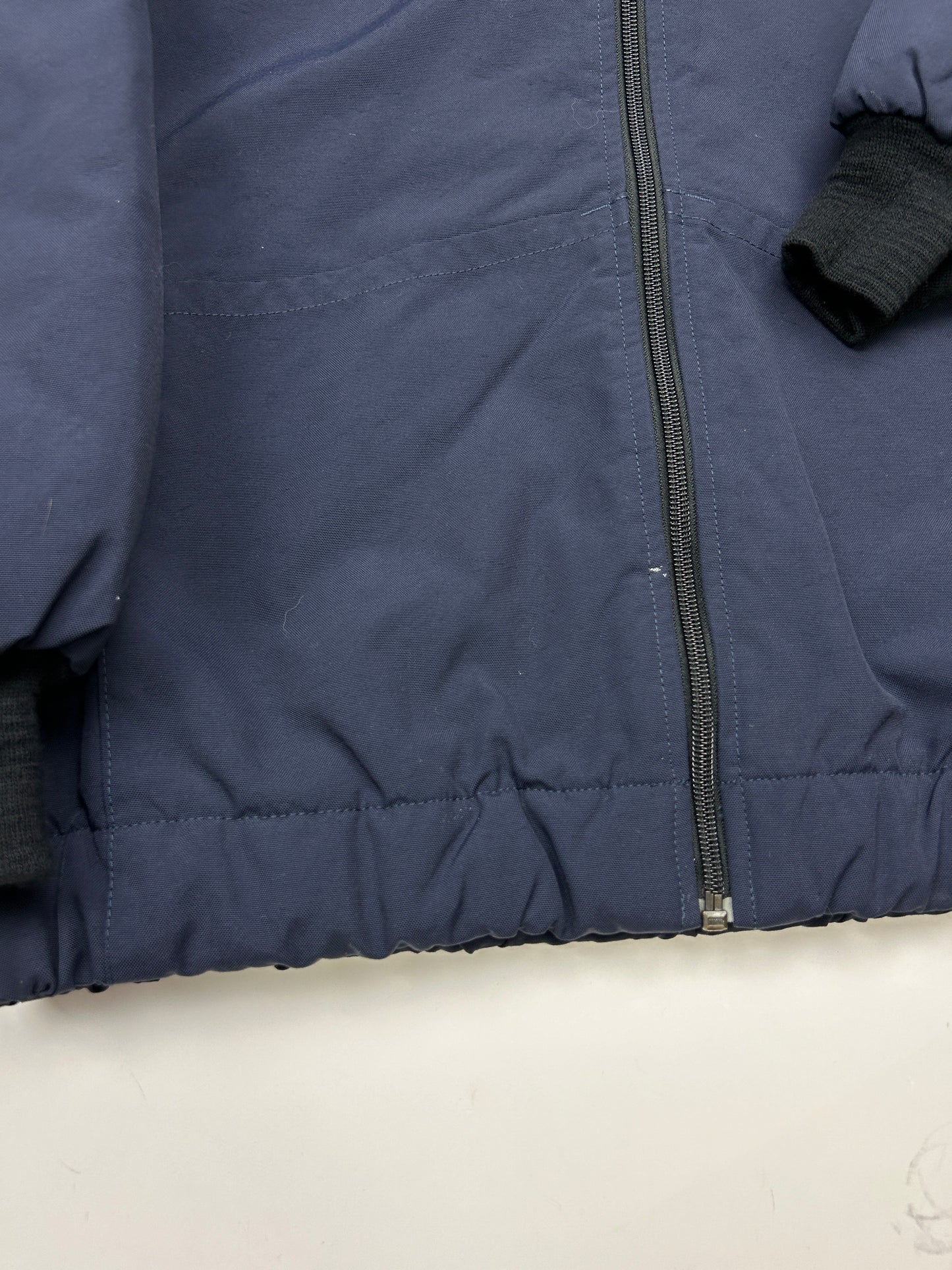 Vintage 80s/90s Blank Quilted Lined Insulated Bomber Jacket Size M Navy Blue