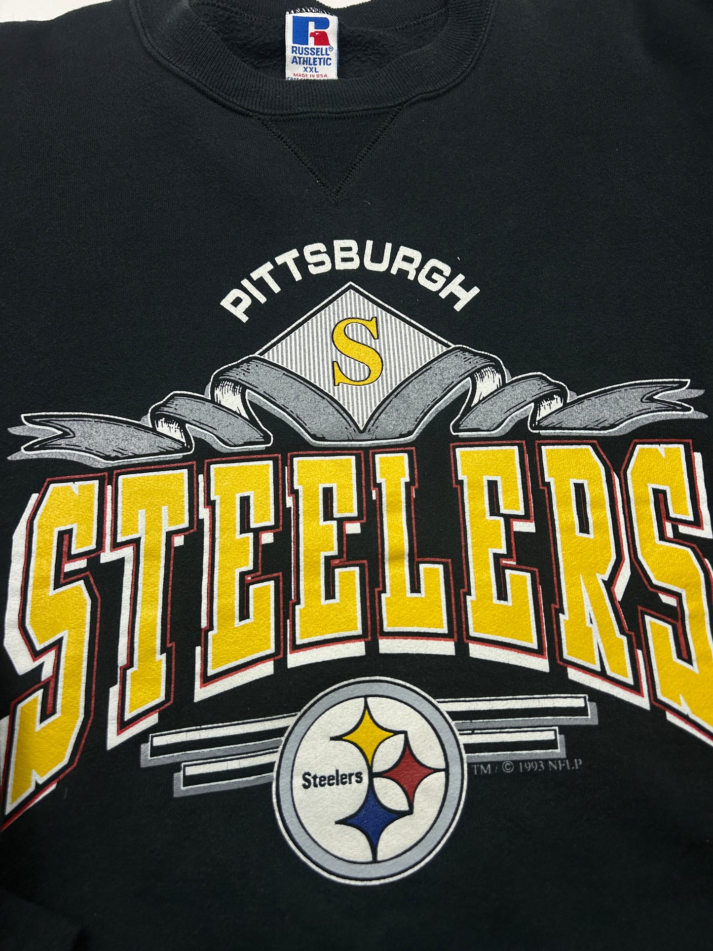 Vintage 1993 Pittsburgh Steelers NFL Russell Athletic Sweatshirt Size XXL 90s
