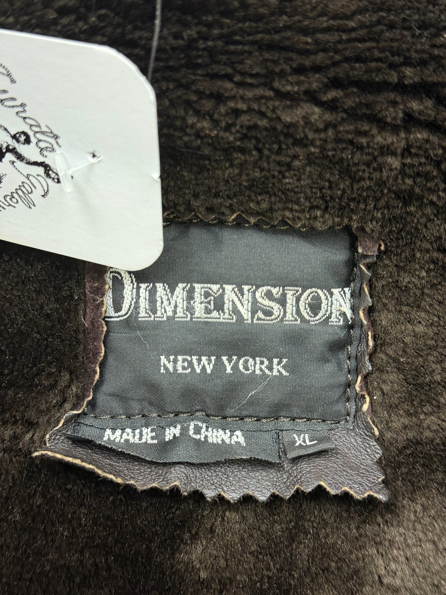 Vintage 90s Dimension Leather Faux Sherling Leather Bomber Jacket Size XL