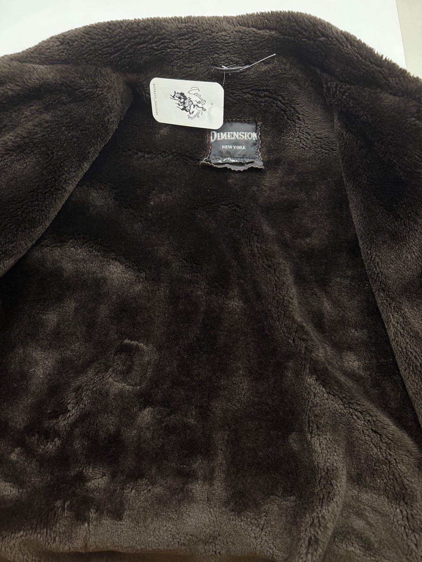 Vintage 90s Dimension Leather Faux Sherling Leather Bomber Jacket Size XL