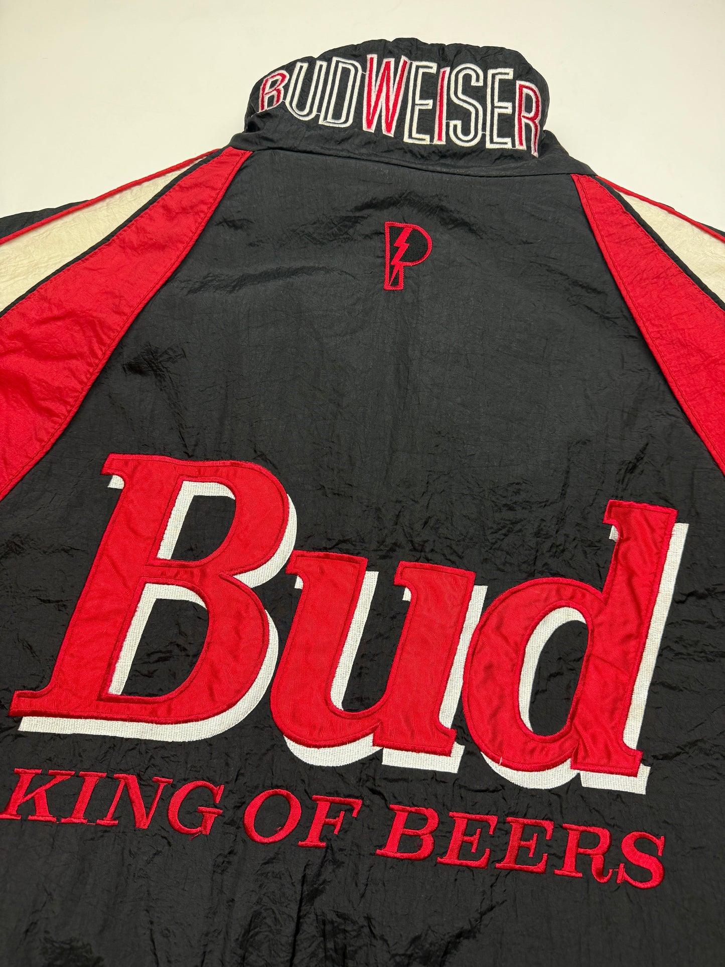 Vintage 90s Budweiser King Of Beers Embroidered Insulated Pro Player Jacket Size L