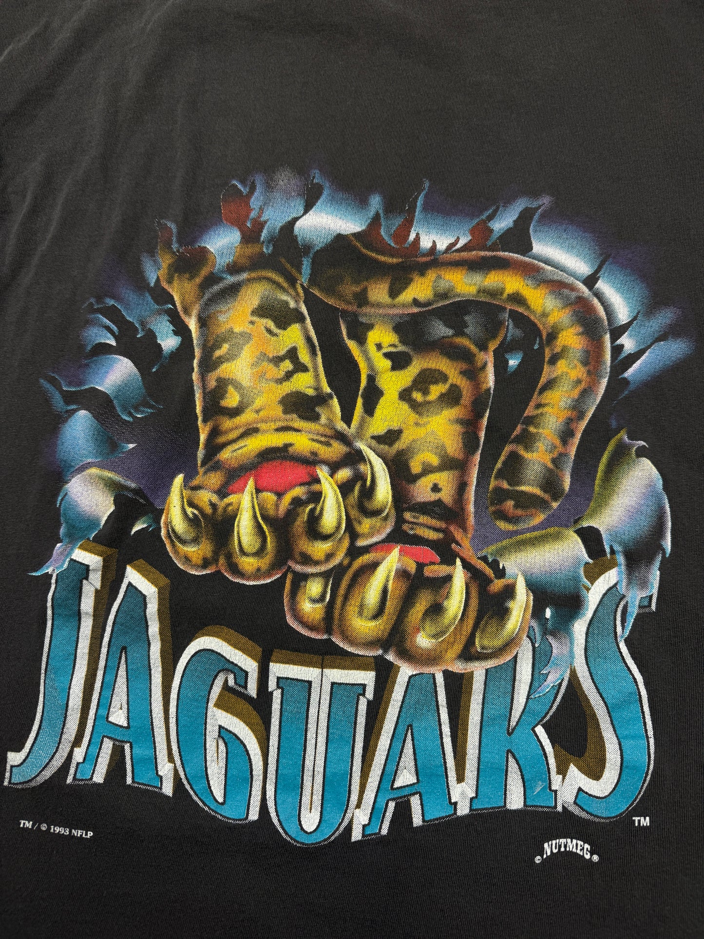 Vintage 1993 Jacksonville Jaguars Banned Logo NFL Breakthrough Nutmeg T Shirt Size XL 90s