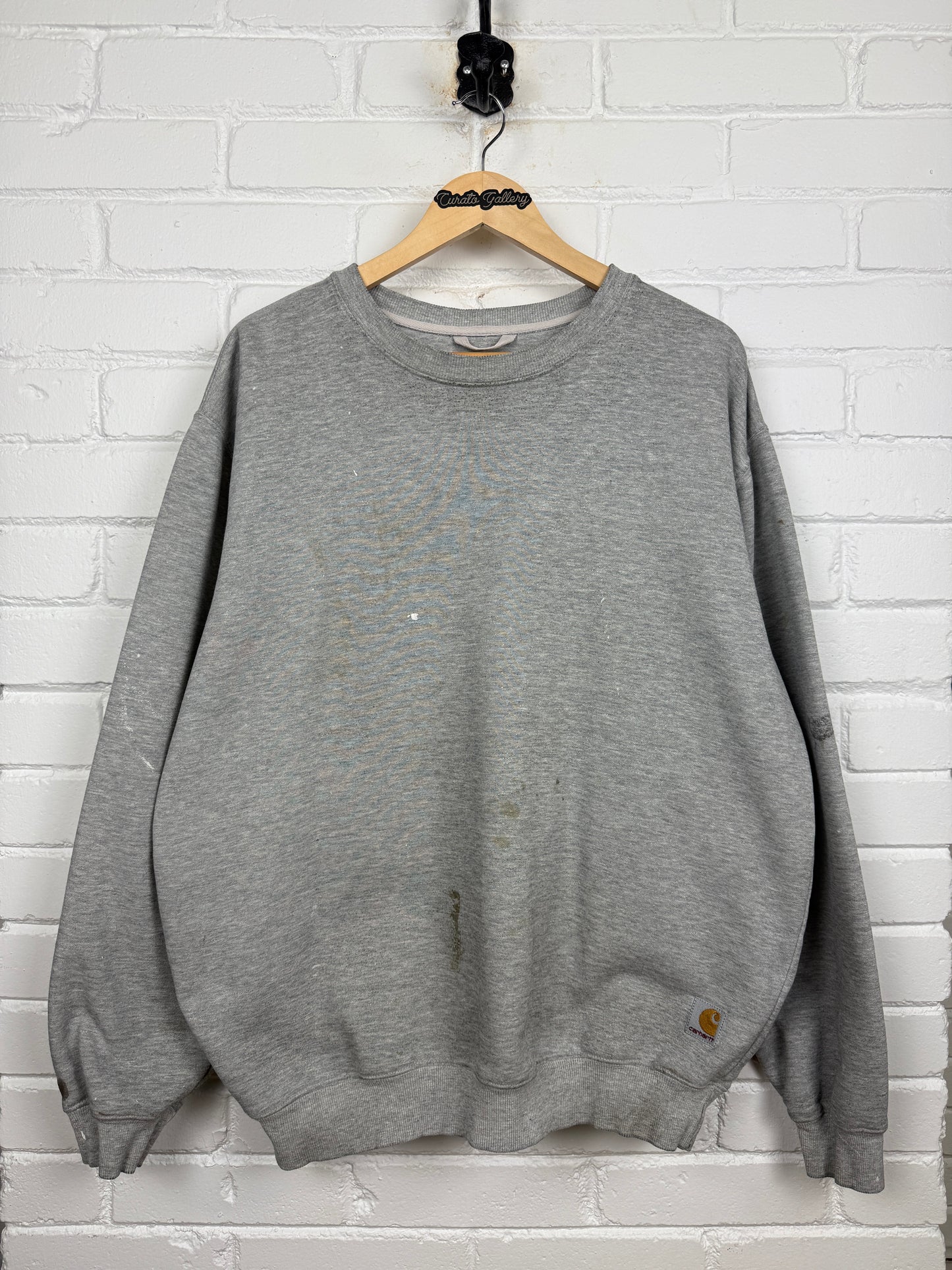 Vintage 90s Carhartt Embroidered Logo Paint Splattered Crewneck Sweatshirt Size L