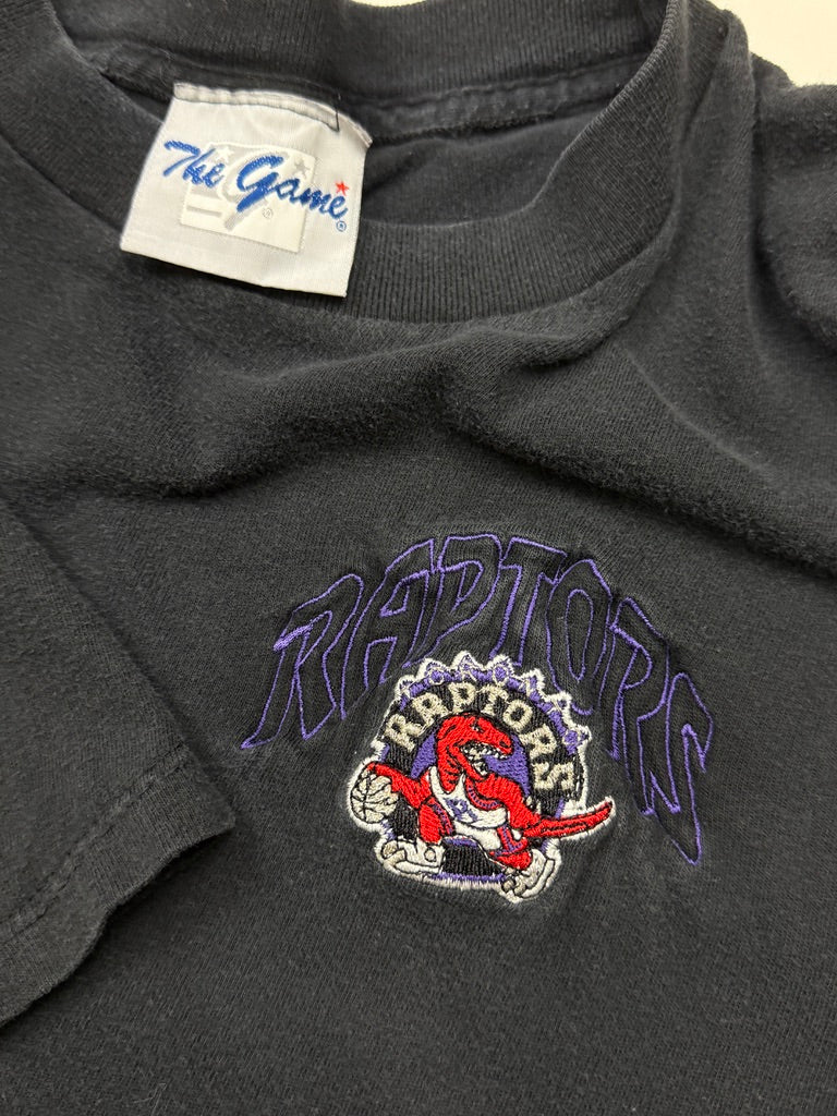 Vintage 90s Toronto Raptors Embroidered Logo Spell Out The Game NBA T Shirt M