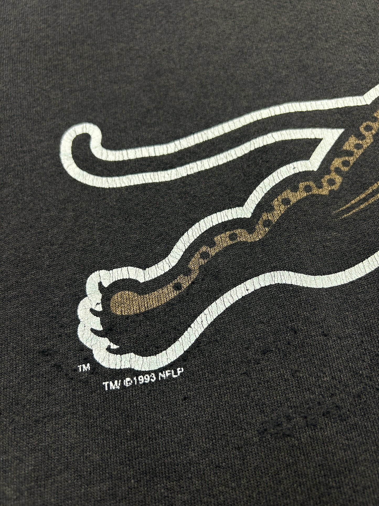 Vintage 1993 Jacksonville Jaguar Arm Spell Out NFL Banned Logo Sweatshirt Size XL
