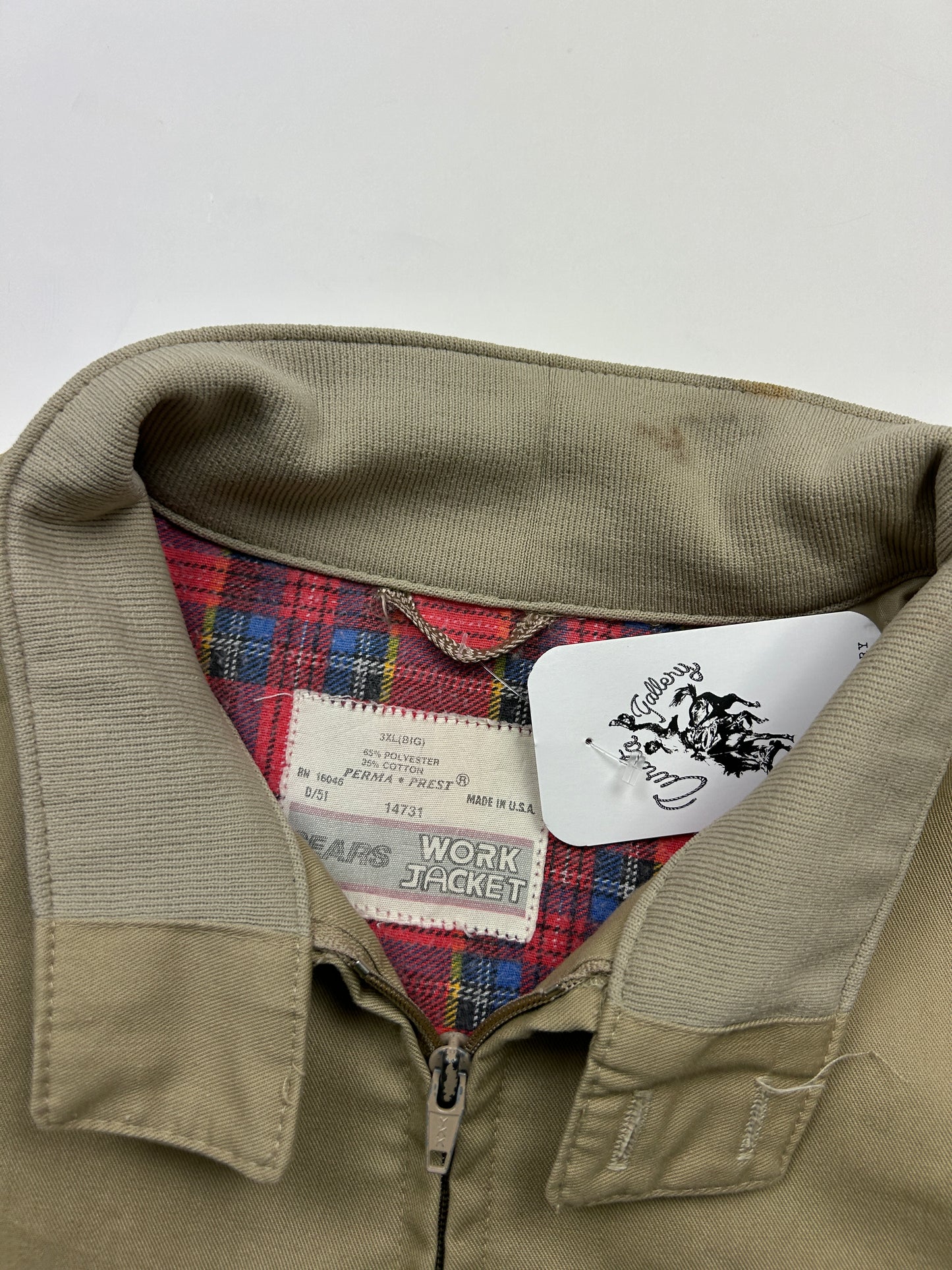 Vintage 80s/90s Sears Plaid Lined Work Jacket Harrington Style Light Jacket XXL