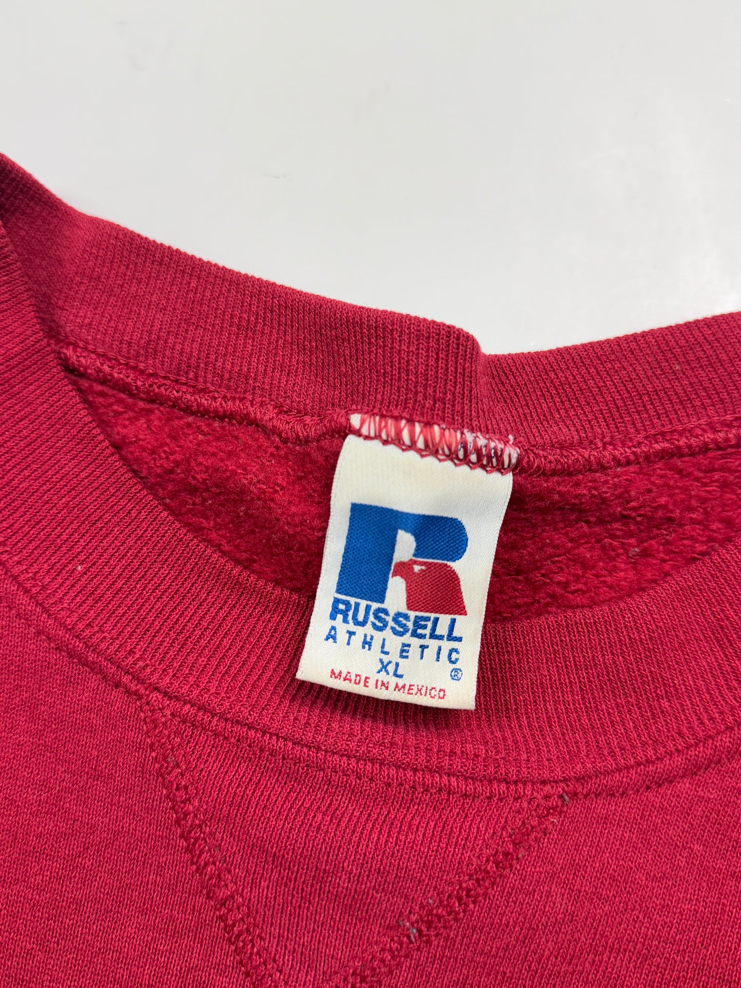 Vintage Russell Athletic Cropped Boxy Fit Blank Crewneck Sweatshirt Size XL Burgundy