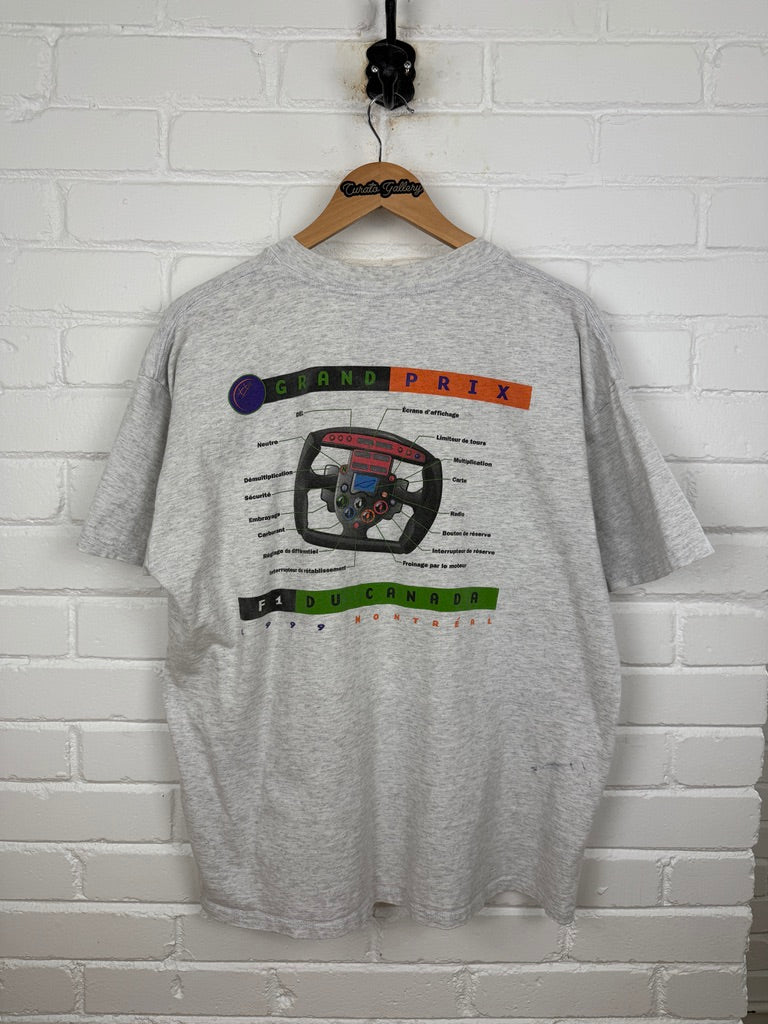 Vintage 1999 Grand Prix F1 Canada Montreal Racing World Flags Wheel T Shirt XL 90s