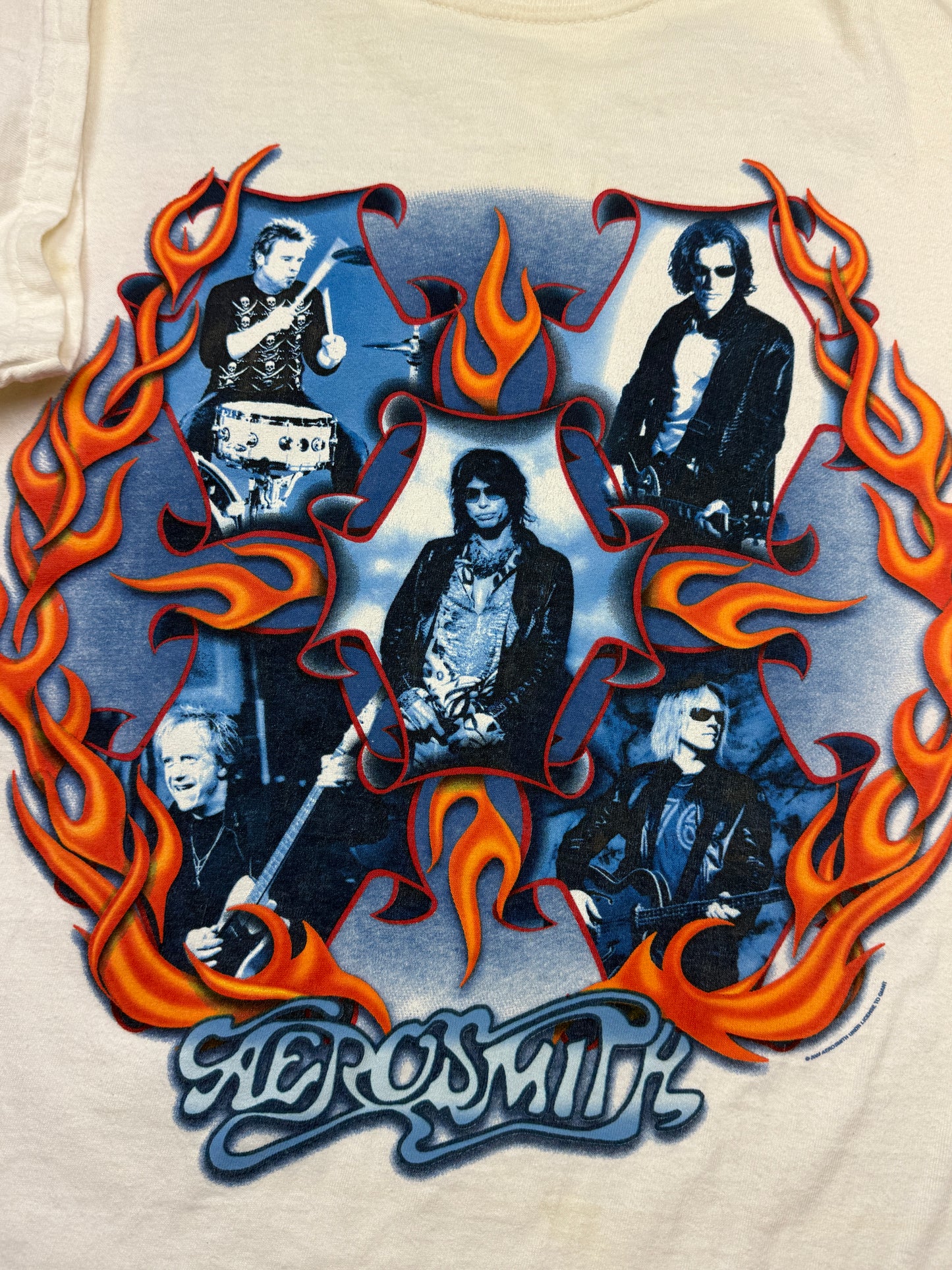 Vintage 2003 Aerosmith Rock And Roll Flames Tour Band T Shirt Size XL