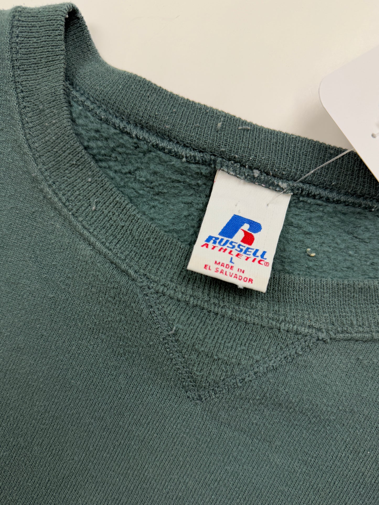 Russell Athletic Cropped Boxy Fit Blank Crewneck Sweatshirt Size L Muted Green
