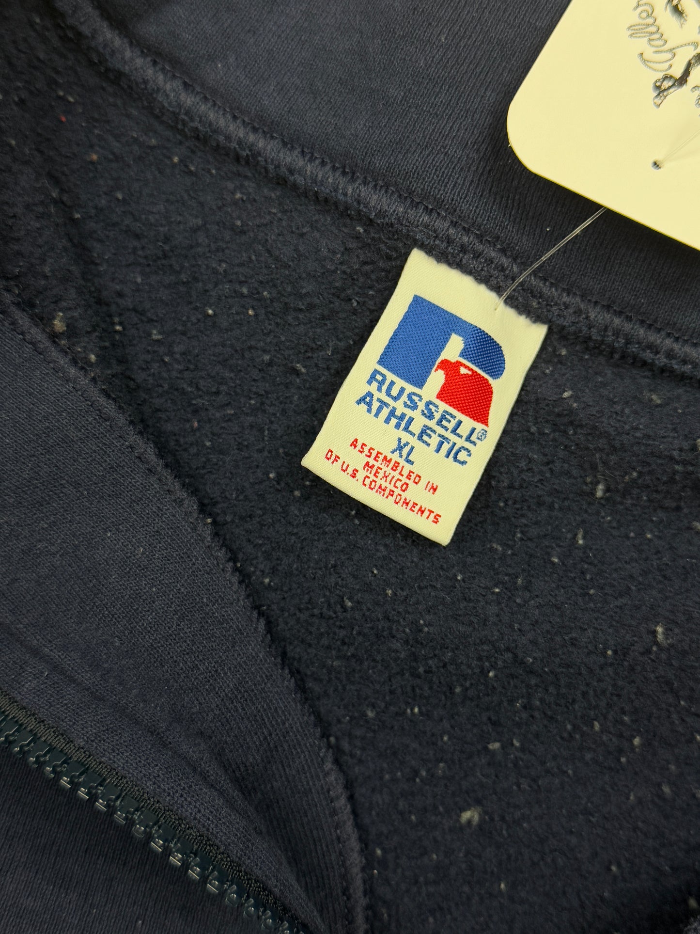 Vintage Russell Athletic Cropped Boxy Fit Blank 1/2 Zip Sweatshirt Size XL Navy Blue