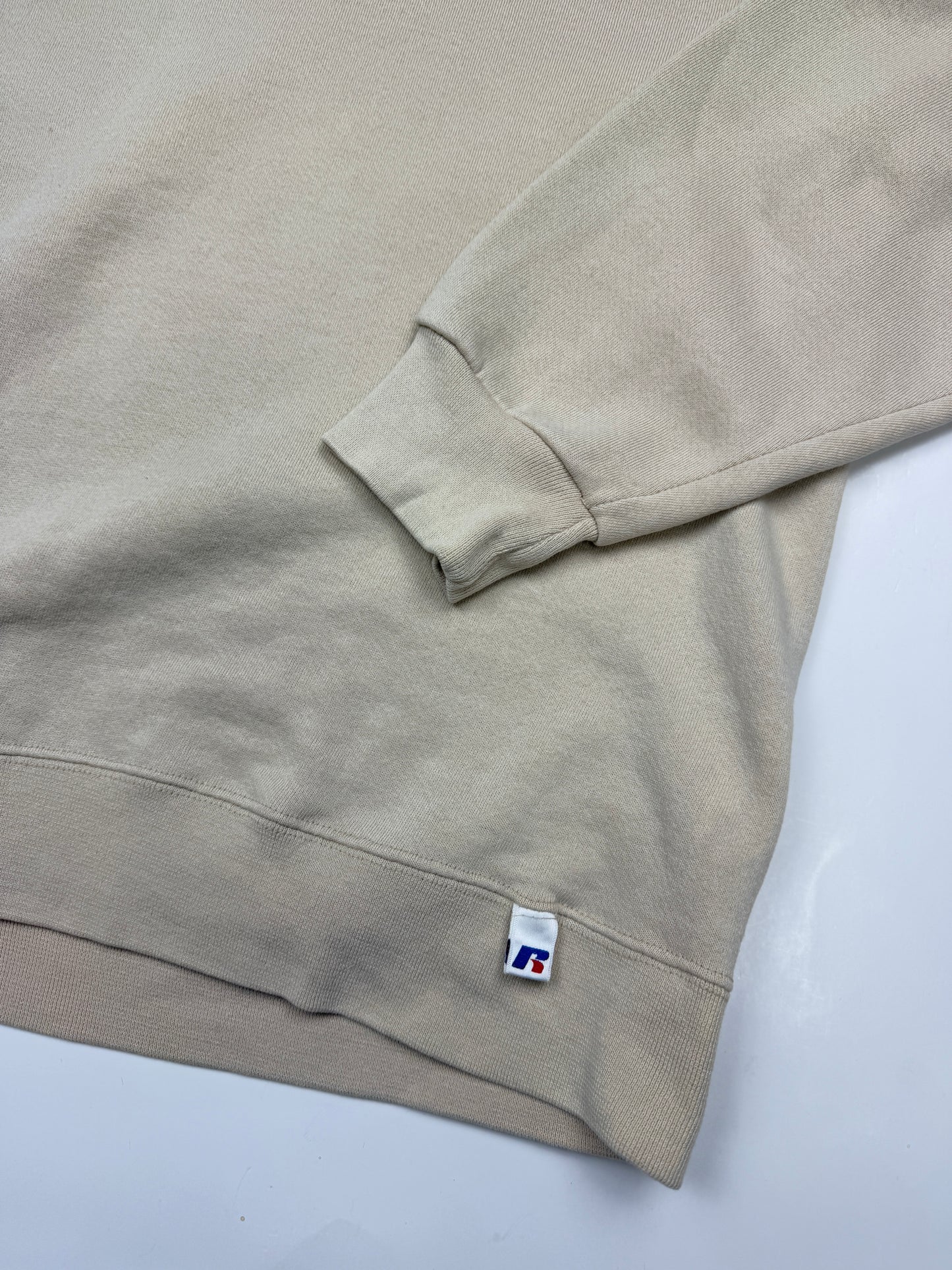 Vintage Russell Athletic Boxy Fit Blank Crewneck Sweatshirt Size XL Cream