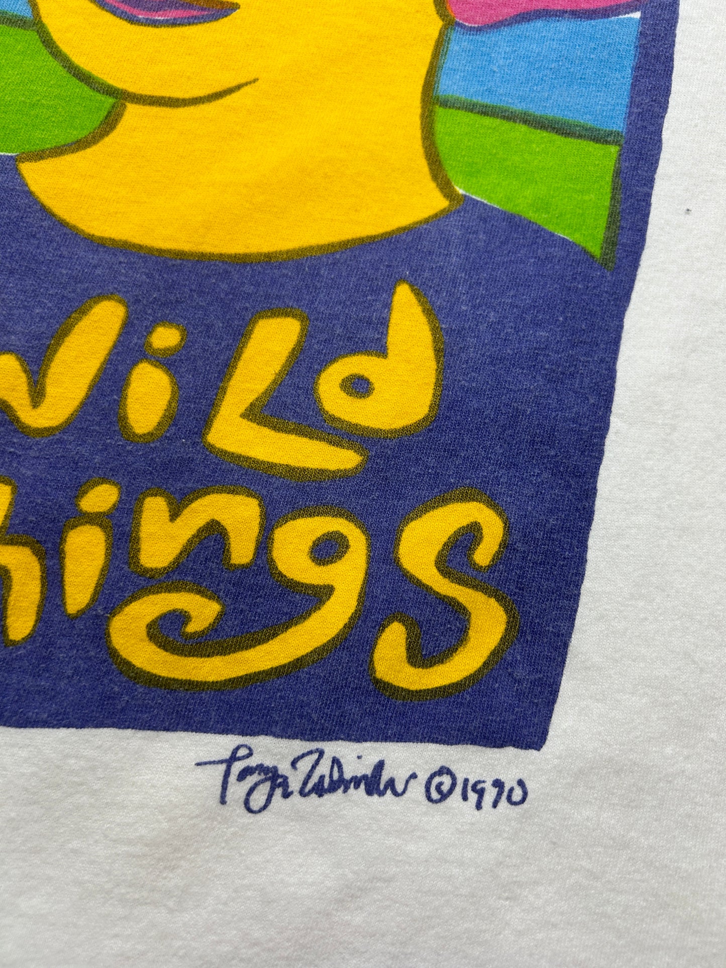 Vintage 1990 Wild Things Art Sketch Painting Graphic Long Sleeve T Shirt Size XL