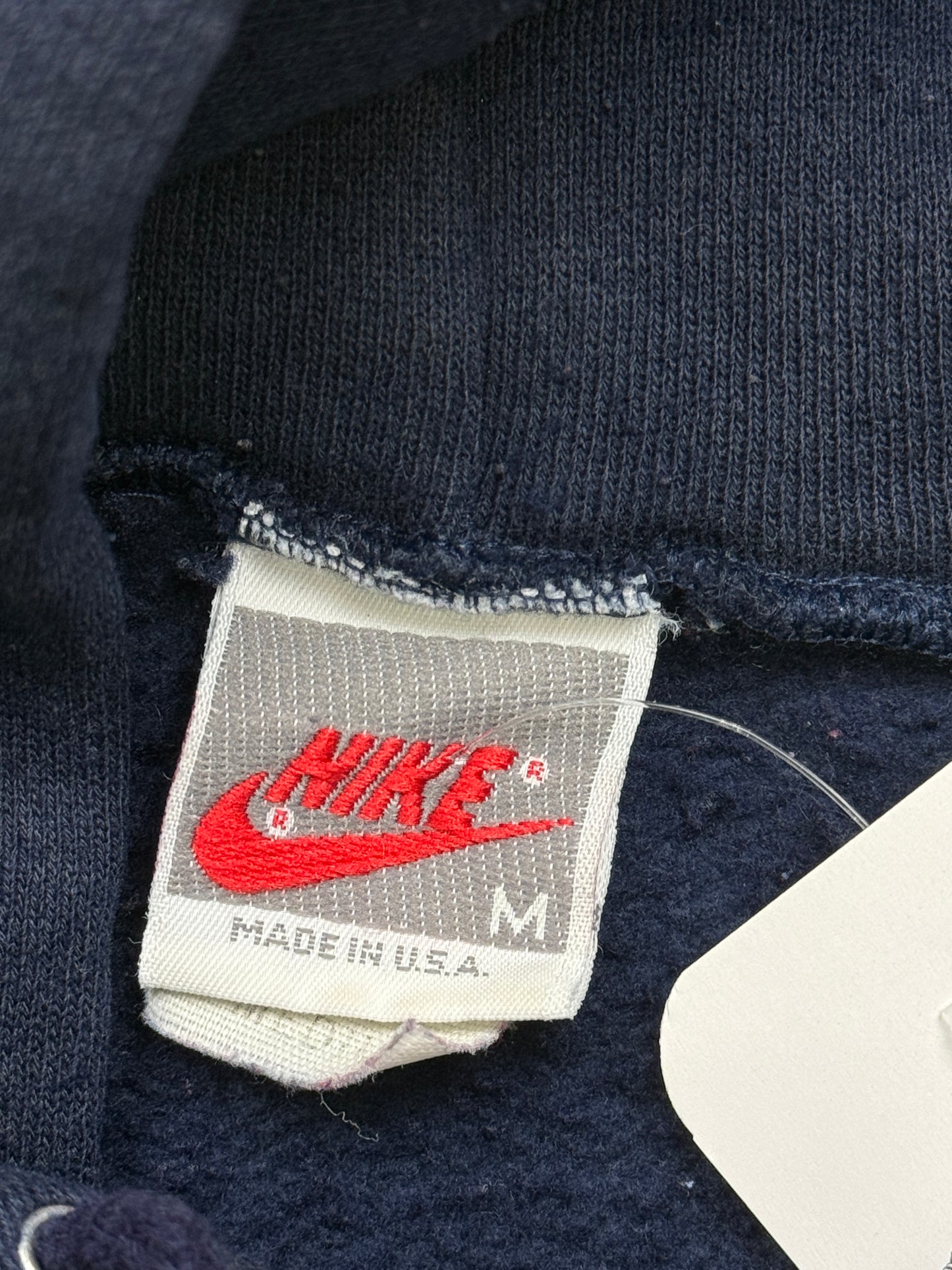 Vintage 80s/90s Nike Embroidered Spell Out Blue Ombre Hooded Sweatshirt Size M