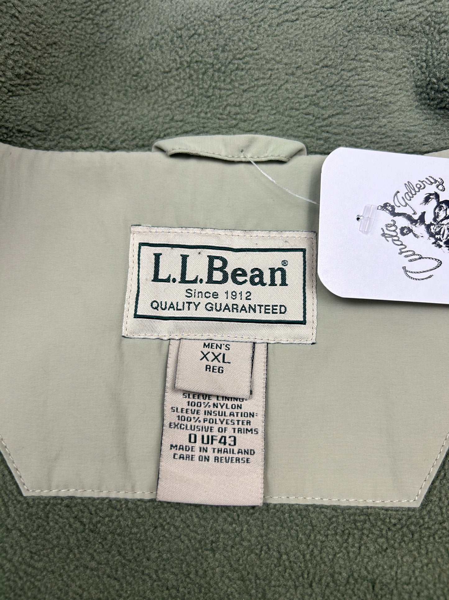 Vintage LL Bean Fleece Lined Nylon Bomber Jacket Size XXL Pistachio