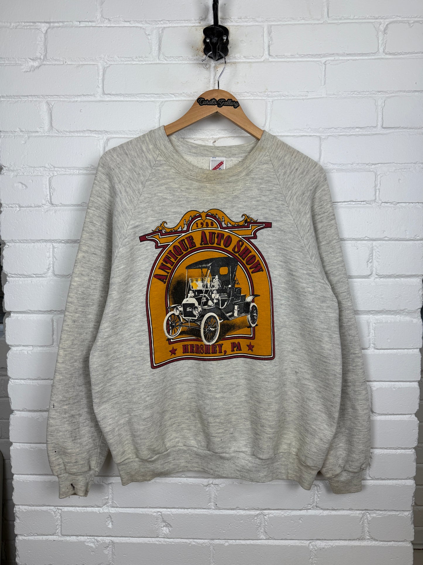 Vintage 1988 Antique Auto Show Hershey PA Logo Crest Crewneck Sweatshirt Size XL 80s