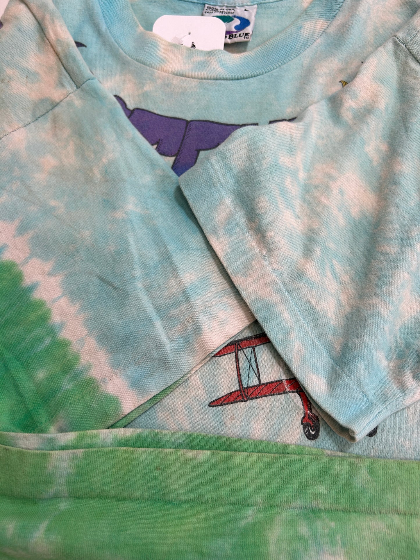 Vintage 1992 Grateful Dead Spring Tour Dancing Bears Tie-Dye Liquid Blue T-Shirt Size L 90s