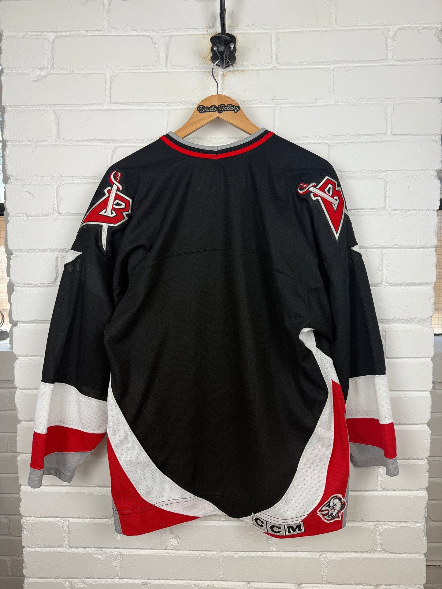 Vintage 90s Buffalo Sabres Goat Head Stitched CCM Hockey Jersey Size M Black