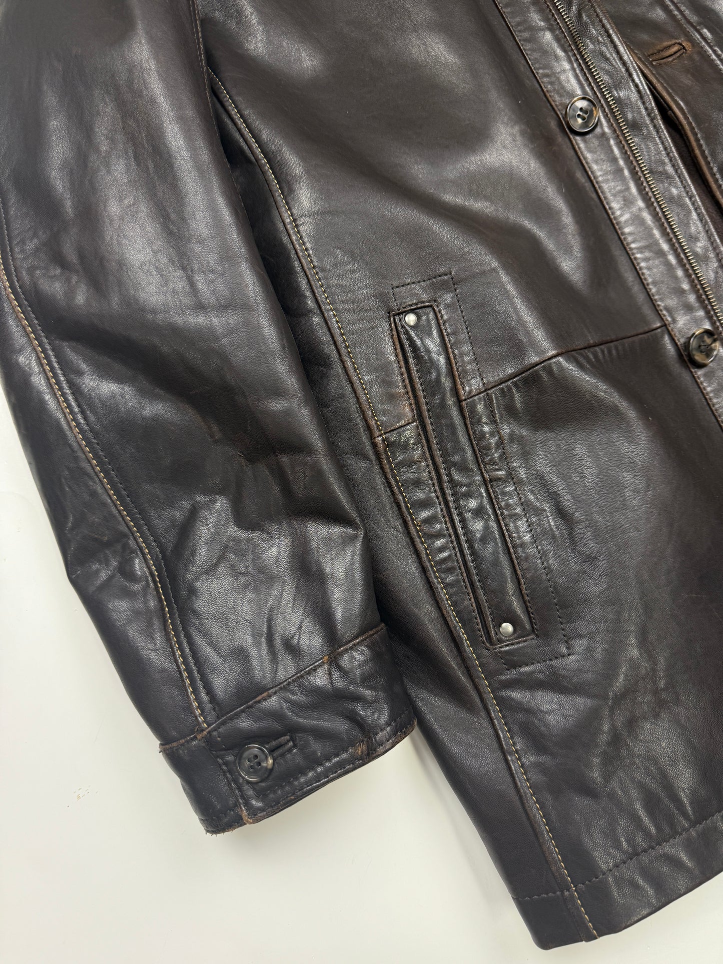 Vintage Danier Leather Insulated Long Full Zip Button Up Long Trench Leather Jacket Size XLT