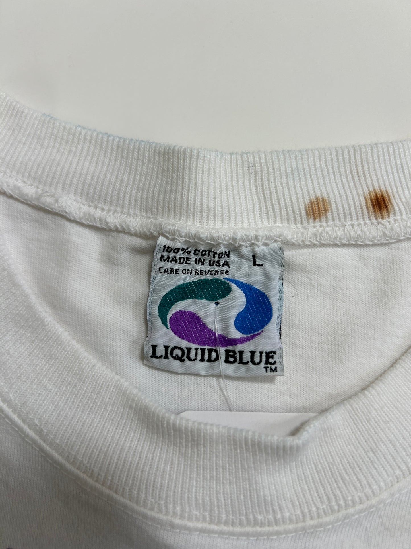 Vintage 1994 Grateful Dead Steal Your Face Off Liquid Blue Hockey Tie-Dye T-Shirt Size L 90s