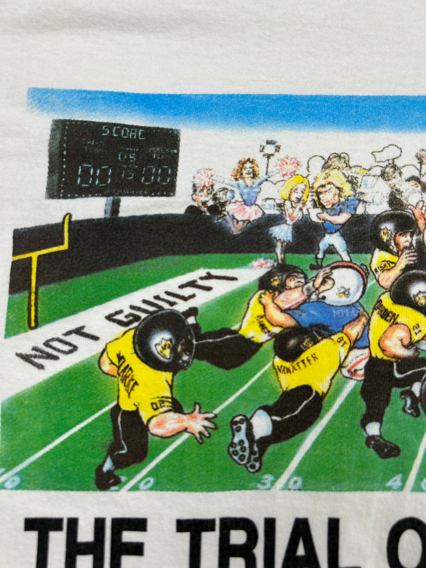 Vintage 1995 Trial Of The Century OJ Simpson Guilty Not Guilty Football T Shirt Size XL