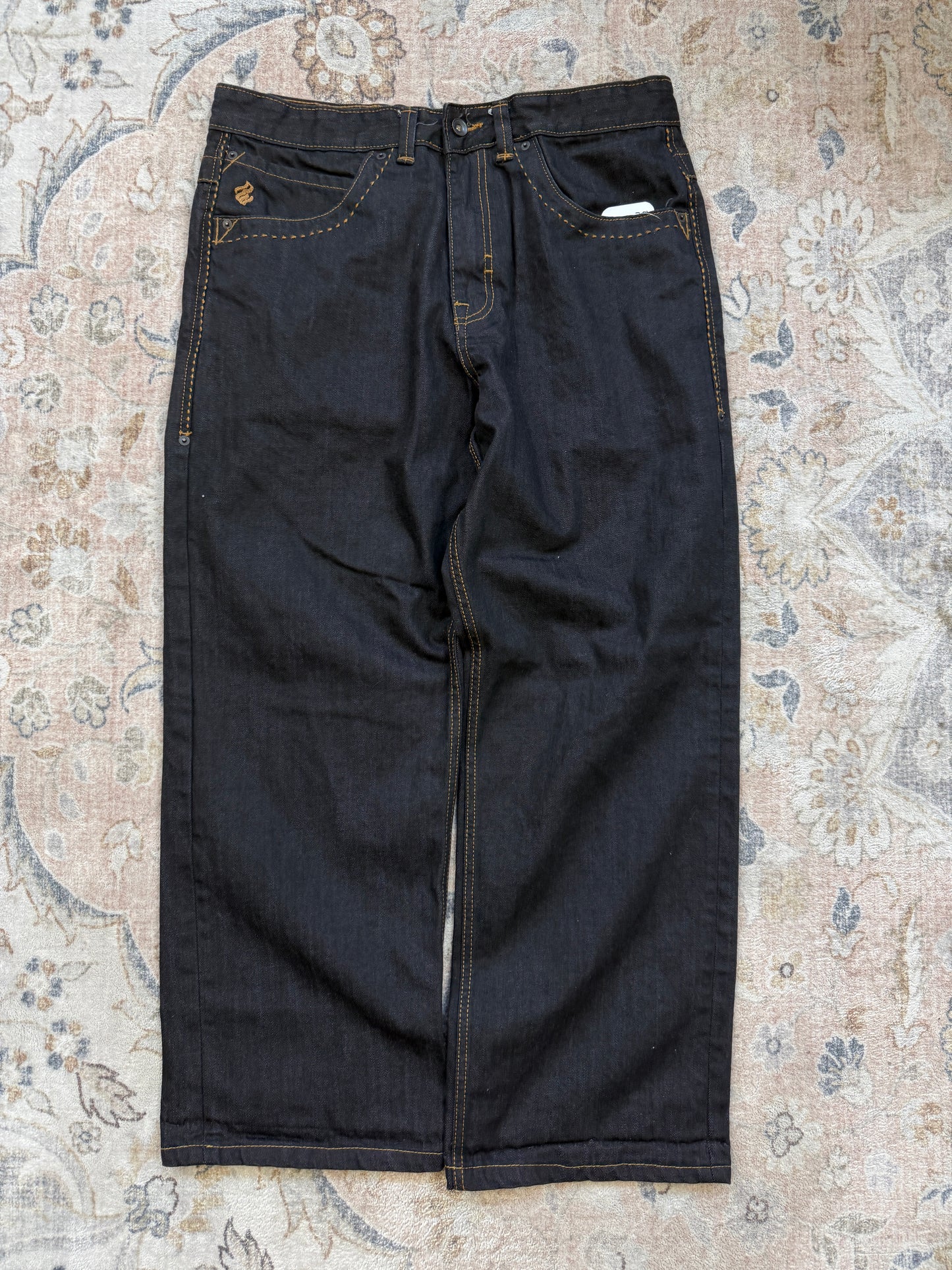Vintage Y2K Rocawear Embroidered Back Pocket Black Denim Pants Size 36W