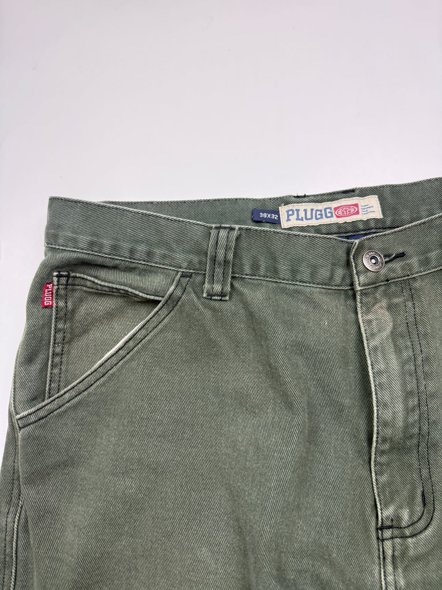 Vintage Y2K Plugg Double Knee Utility Pocket Baggy Carpenter Style Denim Pants Size 37W