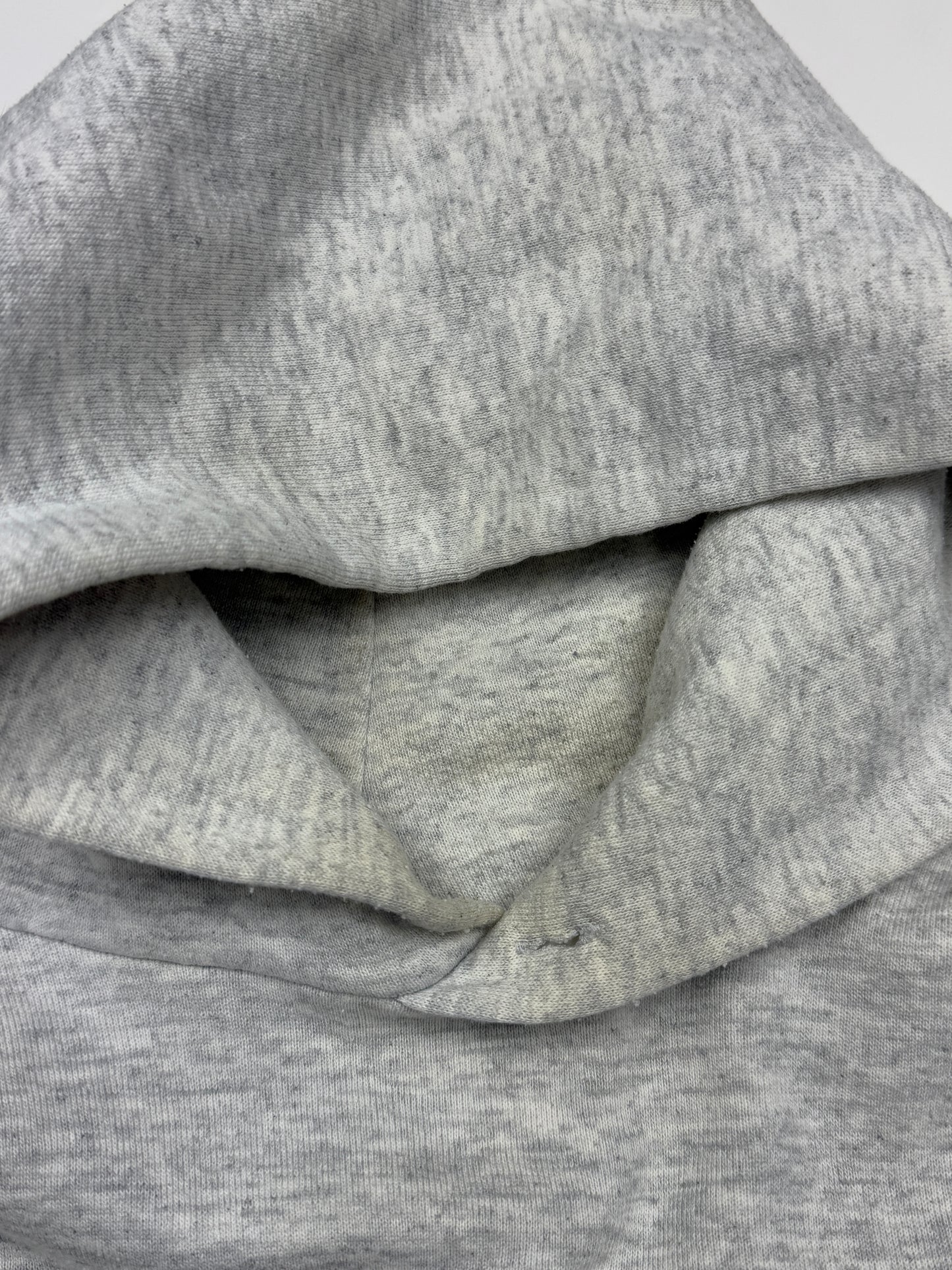 Vintage 90s Russell Athletic Cropped Boxy Fit Blank Hooded Sweatshirt Size M Heather Gray