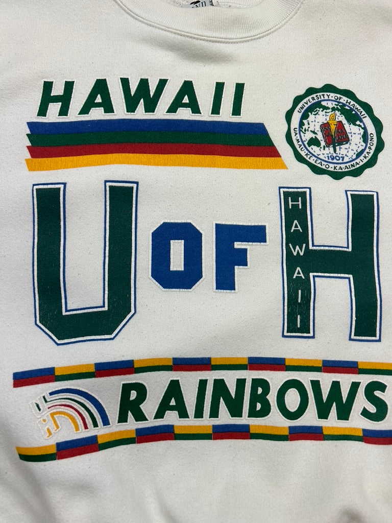 Vintage 90s University of Hawaii Rainbows Big Graphic Collegiate Sweatshirt Size XL