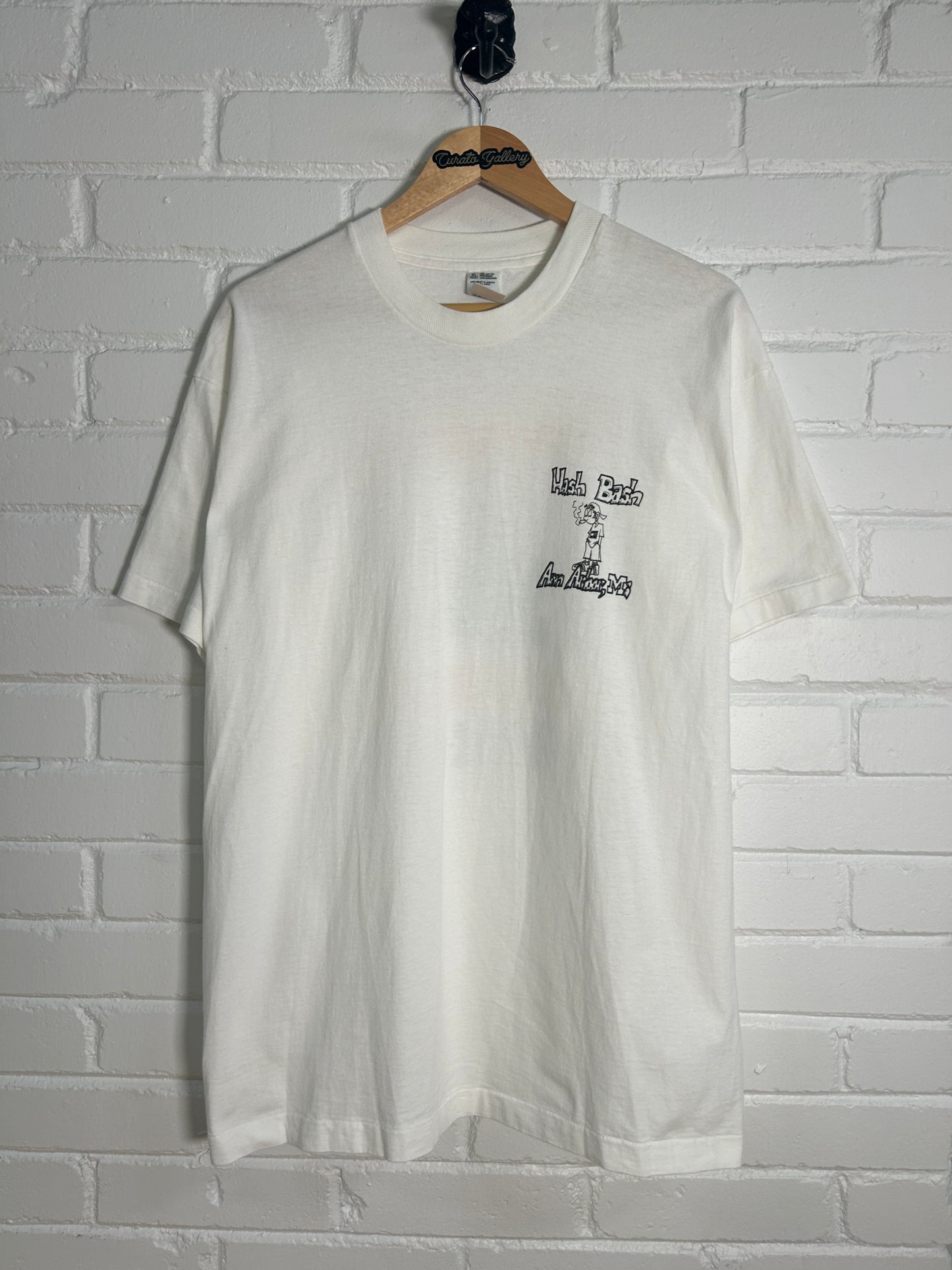 Vintage 90s Hooked On Chronic Learn To Weed Hash Bash Marijuana T-Shirt Size XL