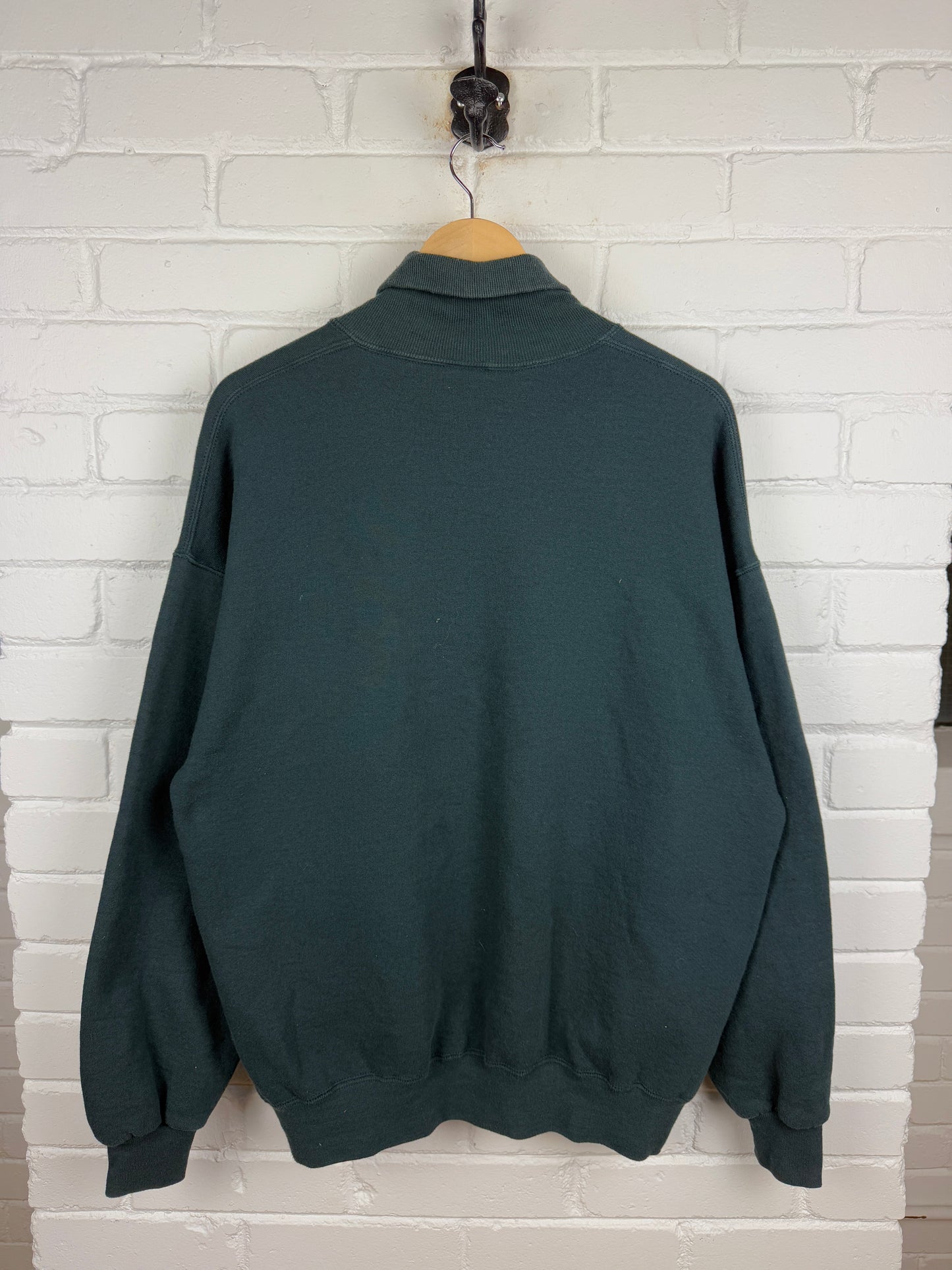 Vintage 90s Russell Athletic Boxy Fit Blank Turtleneck Sweatshirt Size XL Dark Blue Green