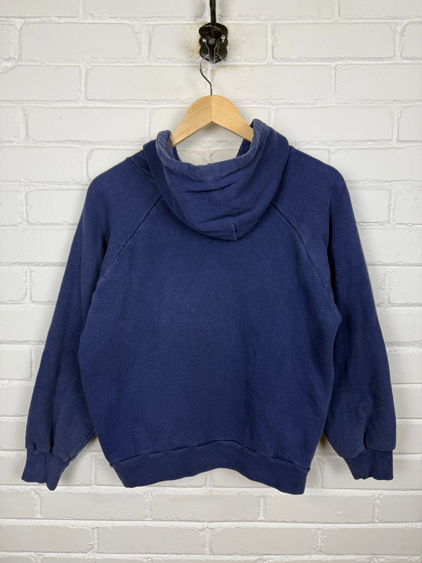 Vintage 80s Poplar Thermal Lined Blank Full Zip Hooded Sweatshirt Size XS