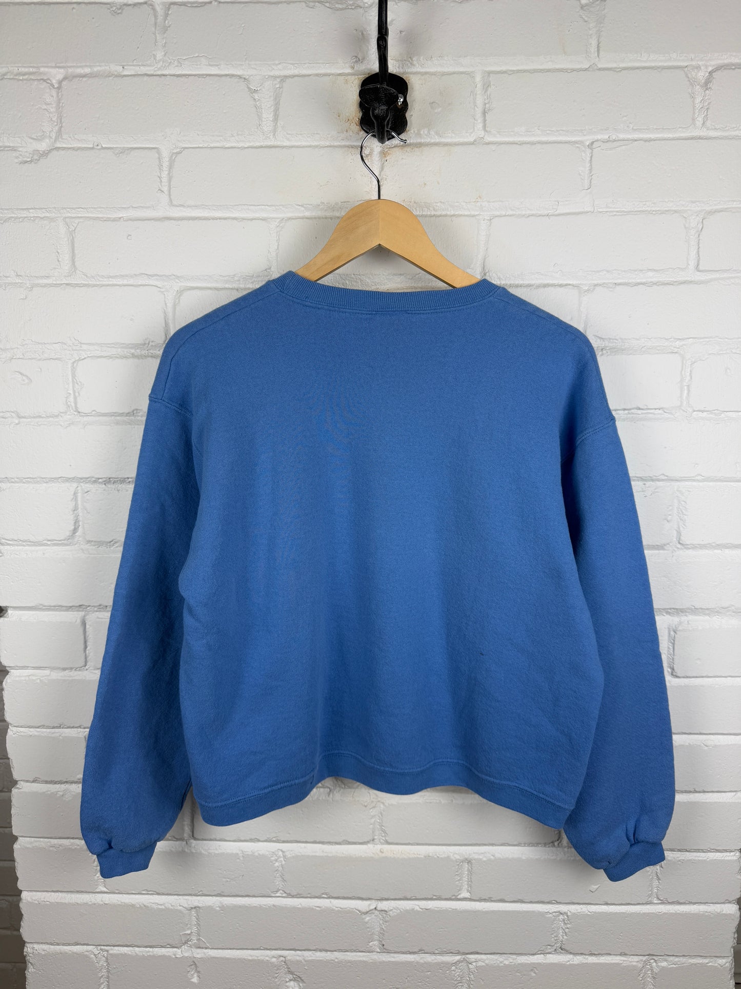 Russell Athletic Cropped Boxy Fit Blank Crewneck Sweatshirt Size M Womens Baby Blue