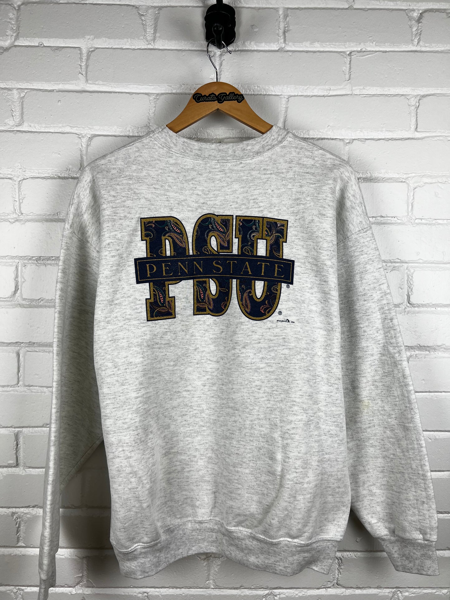 Vintage 1992 Penn State Nittany Lions Paisley Print Front & Back Graphic Sweatshirt Size XL 90s