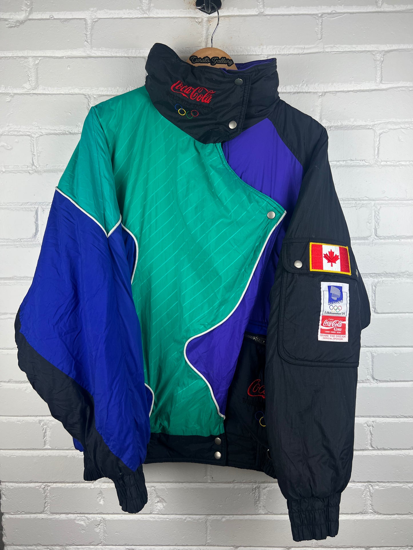 Vintage 1994 Lillehammer Olympics Coca Cola Team Canada Insulated Puffer Jacket Size XL
