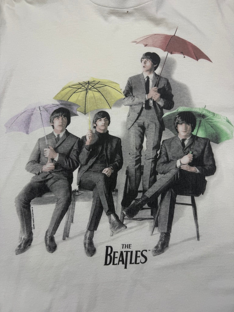 Vintage 1995 The Beatles Umbrellas Band Group Photo Music T Shirt Size L 90s