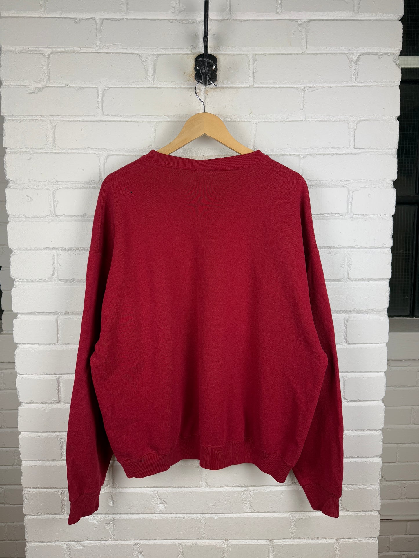 Vintage Russell Athletic Cropped Boxy Fit Blank Crewneck Sweatshirt Size XL Burgundy