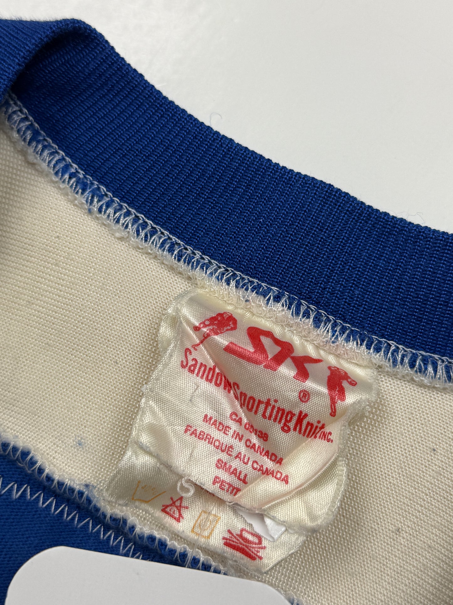 Vintage 80s Bob McGill #4 Toronto Maple Leafs Stitched SK Knit Hockey Jersey Size S