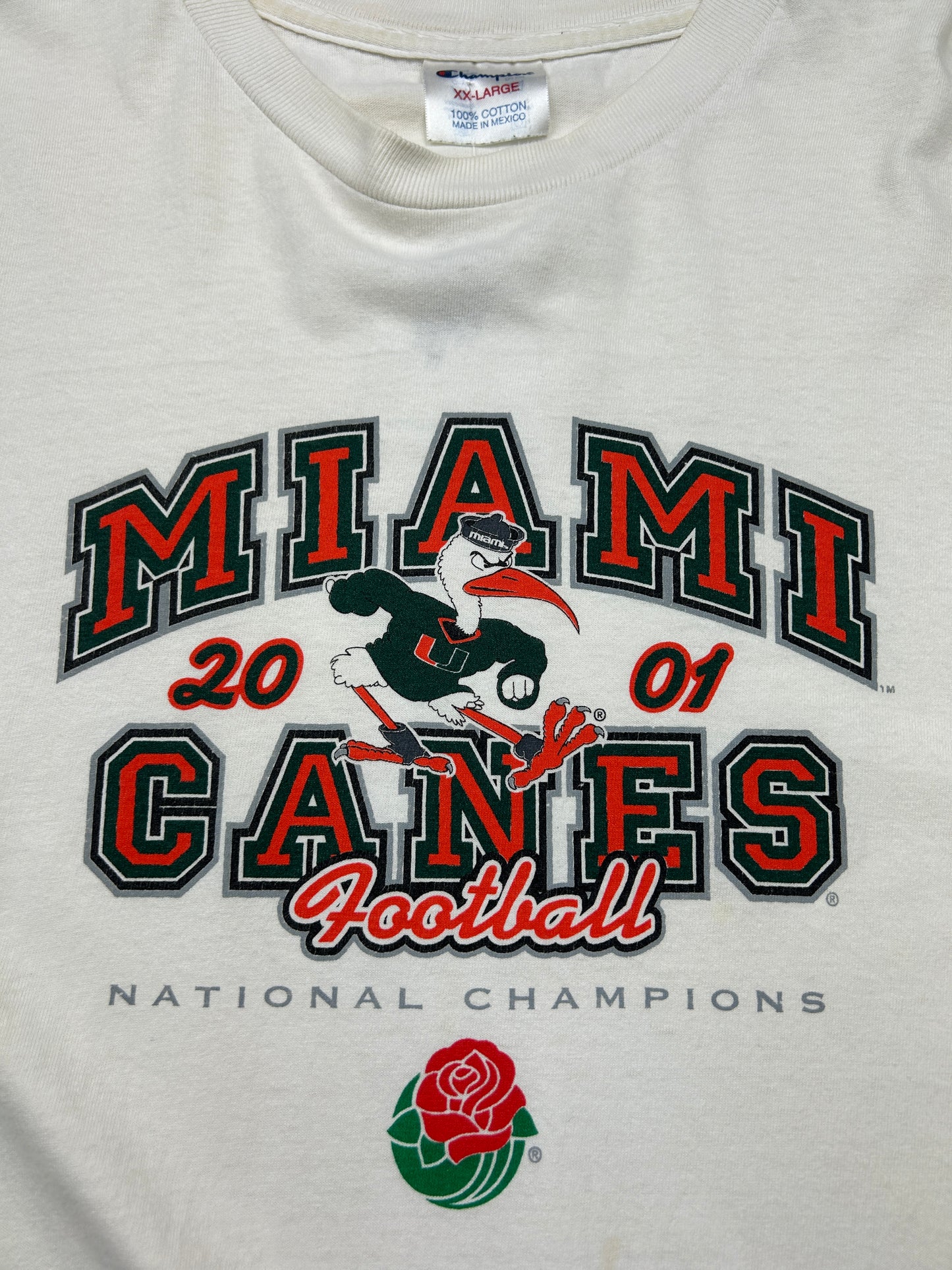Vintage 2001 Miami Hurricanes National Champs Football Champion T Shirt Size XXL