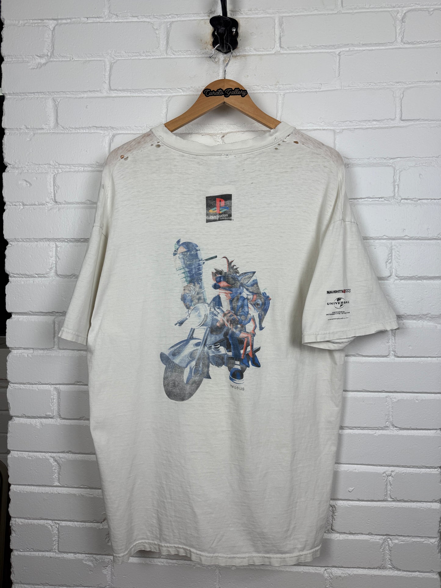 Vintage 90s Crash Bandicoot Warped Video Game Promo Playstation Graphic T Shirt Size XL