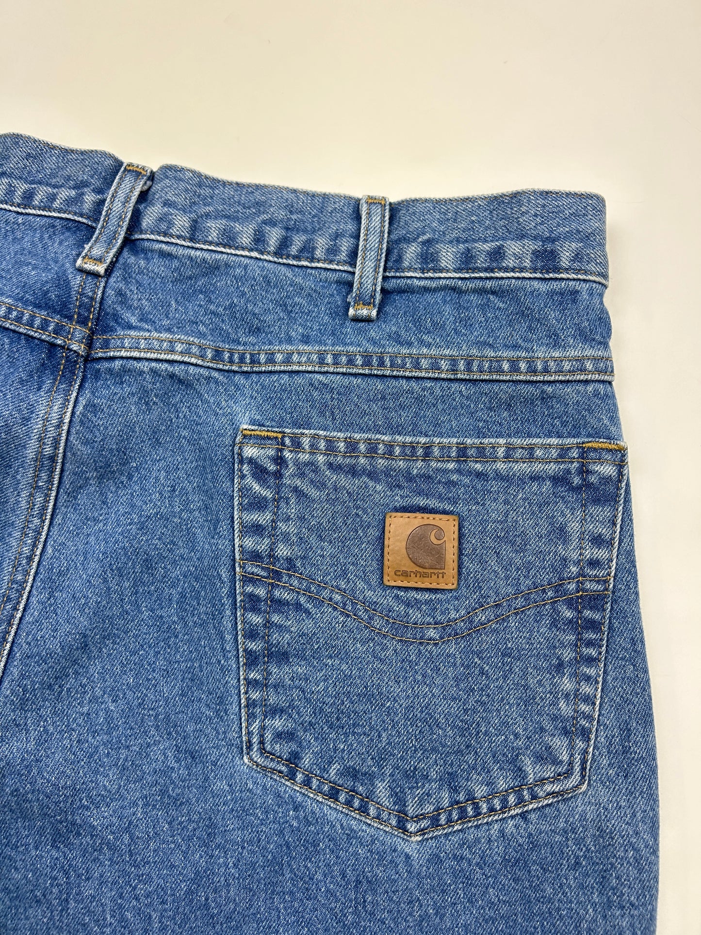 Carhartt Denim Work Wear Relaxed Fit Stone Wash Pants Size 35W
