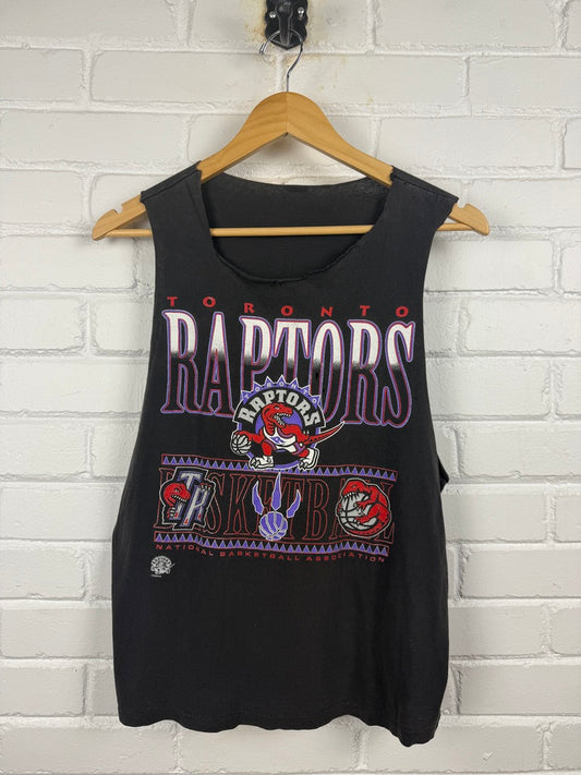 Vintage 90s Toronto Raptors Basketball Big Graphic NBA Tank Top Size M