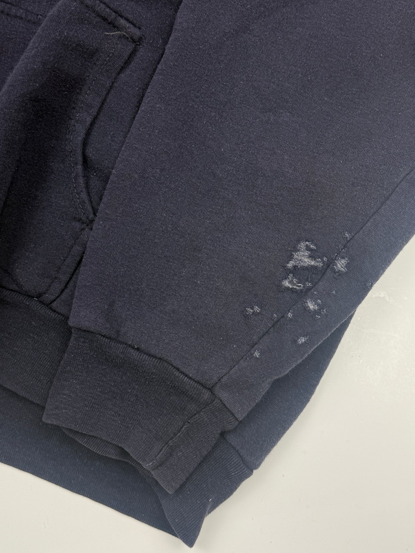 Vintage 80s Big Yank Thermal Lined Blank Cropped Boxy Full Zip Hooded Sweatshirt Size L