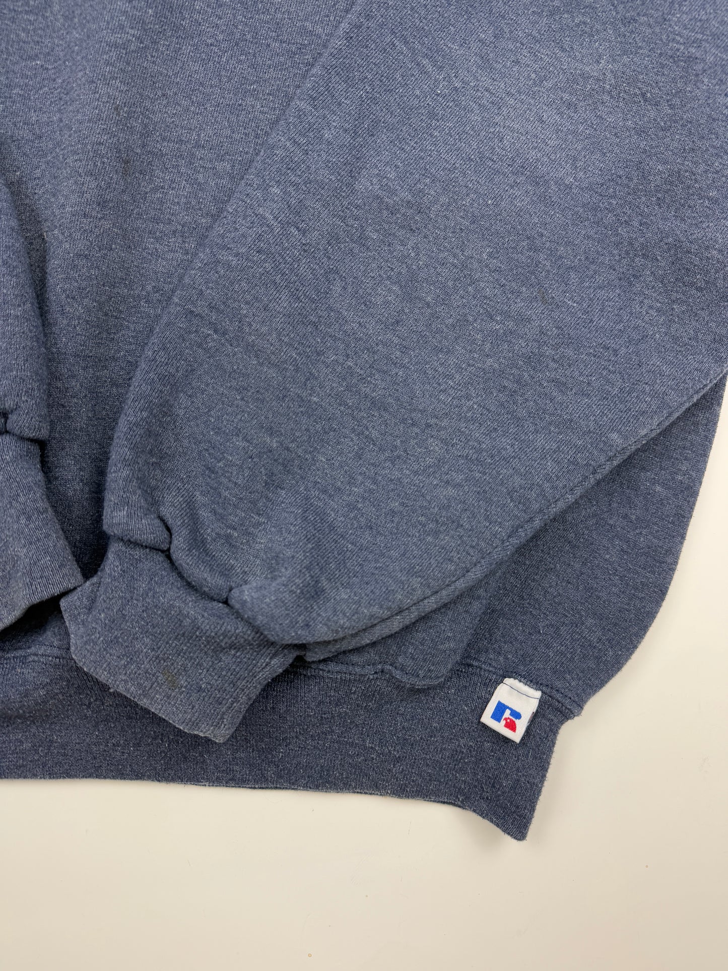 Vintage Russell Athletic Cropped Boxy Fit Blank Crewneck Sweatshirt Size L Charcoal Blue
